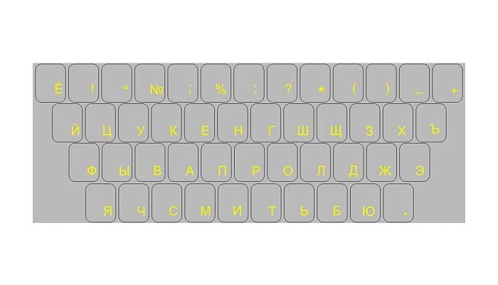 Cyryllic key stickers (Russian) - yellow font